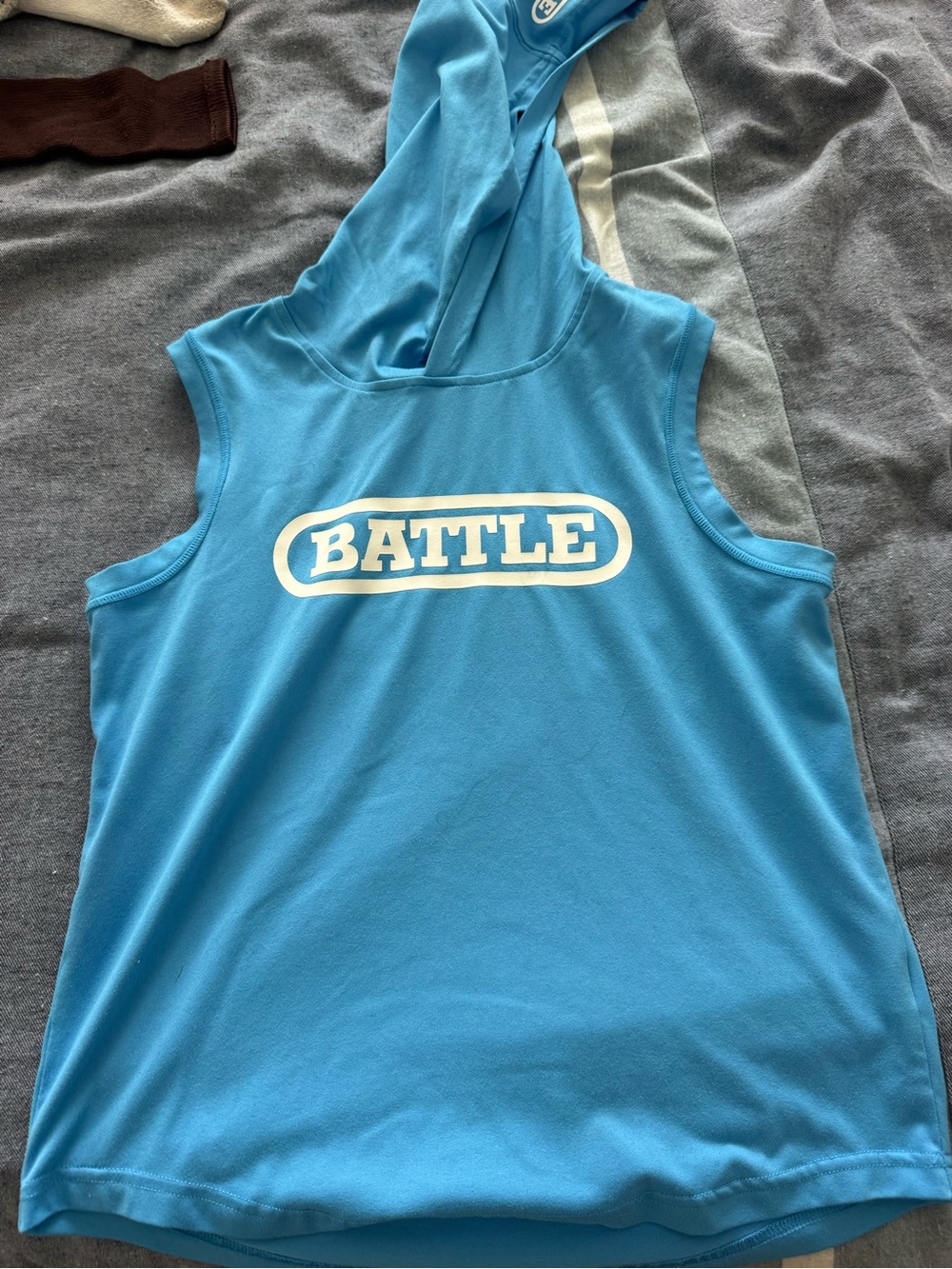 Kids Blue Sleeveless Hoodie Tank Top with 'BATTLE' Logo
